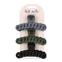 Kitsch Eco-friendly Chain Claw Clip 3pc Set - Black/Moss
