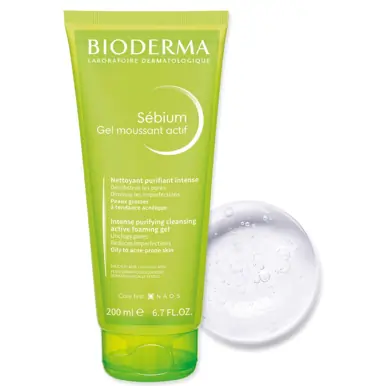 Bioderma Sébium Gel Moussant Actif Anti-blemish Foaming Gel Deep Cleanser for Oily, Acne-prone Skin