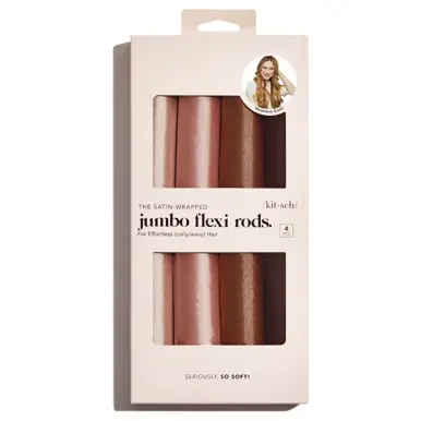Kitsch Satin Wrapped Jumbo Flexi Rods 4pc - Rosewood