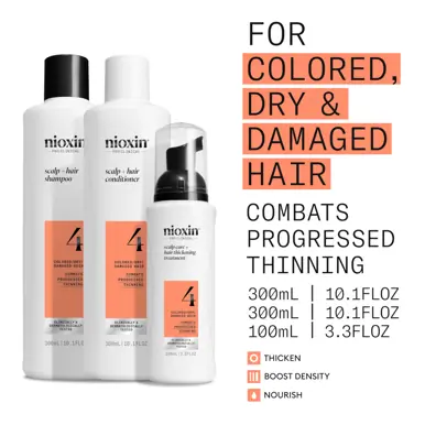 Nioxin Scalp + Hair Thickening System 4 - Colored Or Dry Damaged Hair with Progressed Thinning
