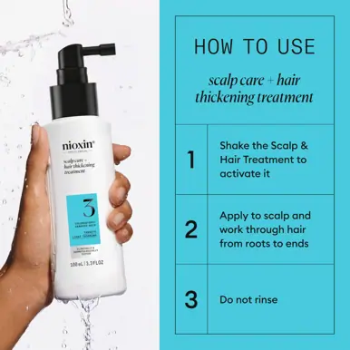 Nioxin System 3 Scalp + Hair Thickening Treatment- Serum for Damaged Hair with Light Thinning, 100ml
