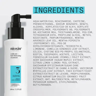 Nioxin System 3 Scalp + Hair Thickening Treatment- Serum for Damaged Hair with Light Thinning, 100ml