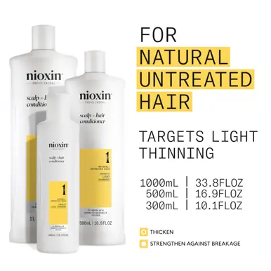 Nioxin System 1 Scalp + Hair Conditioner - Hair Thickening Conditioner for Natural Hair with Light T
