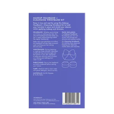 Adore Beauty Makeup Headband + Cleansing Wristband Kit - Blue