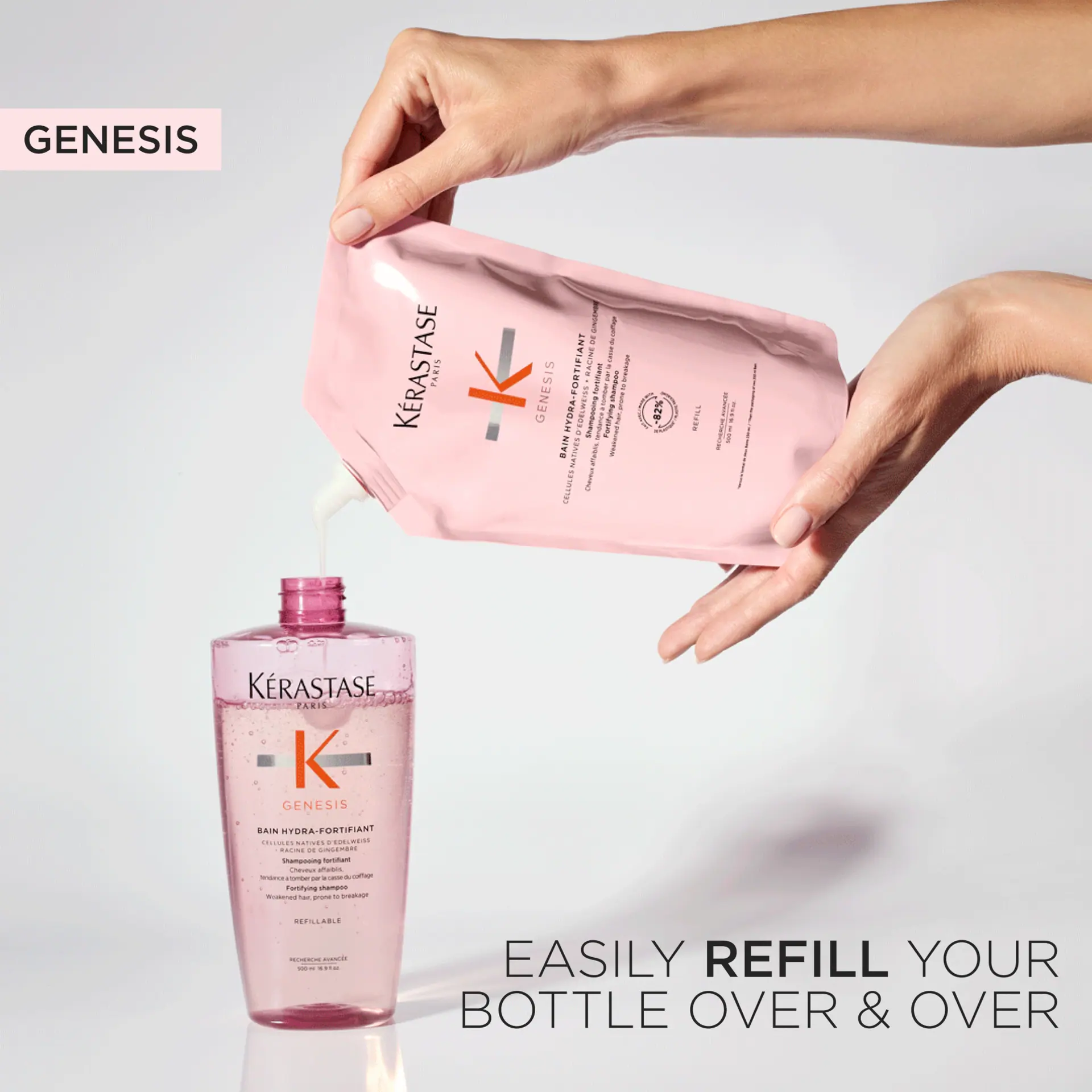 Kérastase Genesis Bain Hydro-Fortifiant Refill Shampoo Pouch For Weakened Hair Prone To Breakage 500