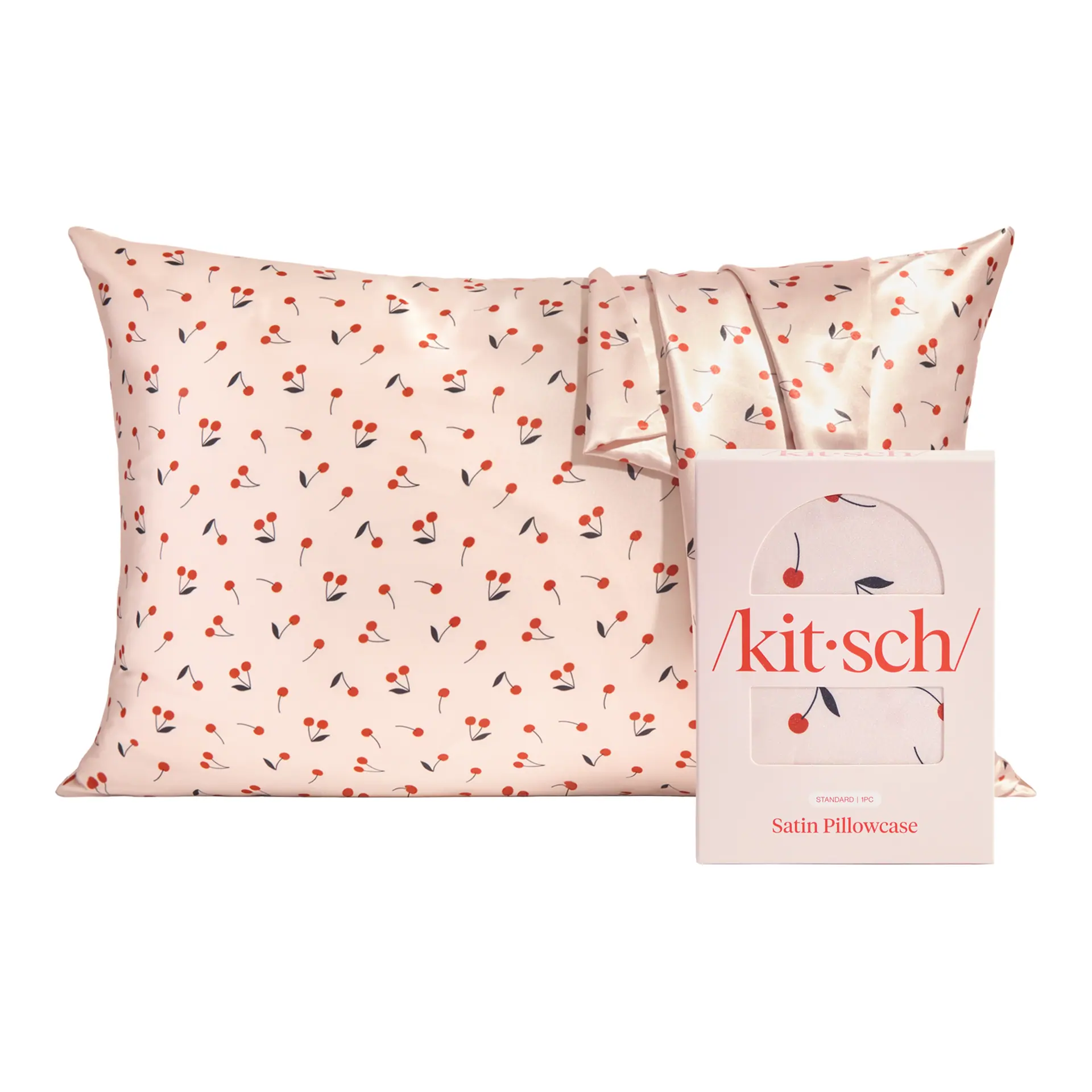 Kitsch Standard Satin Pillowcase - Cherry Print